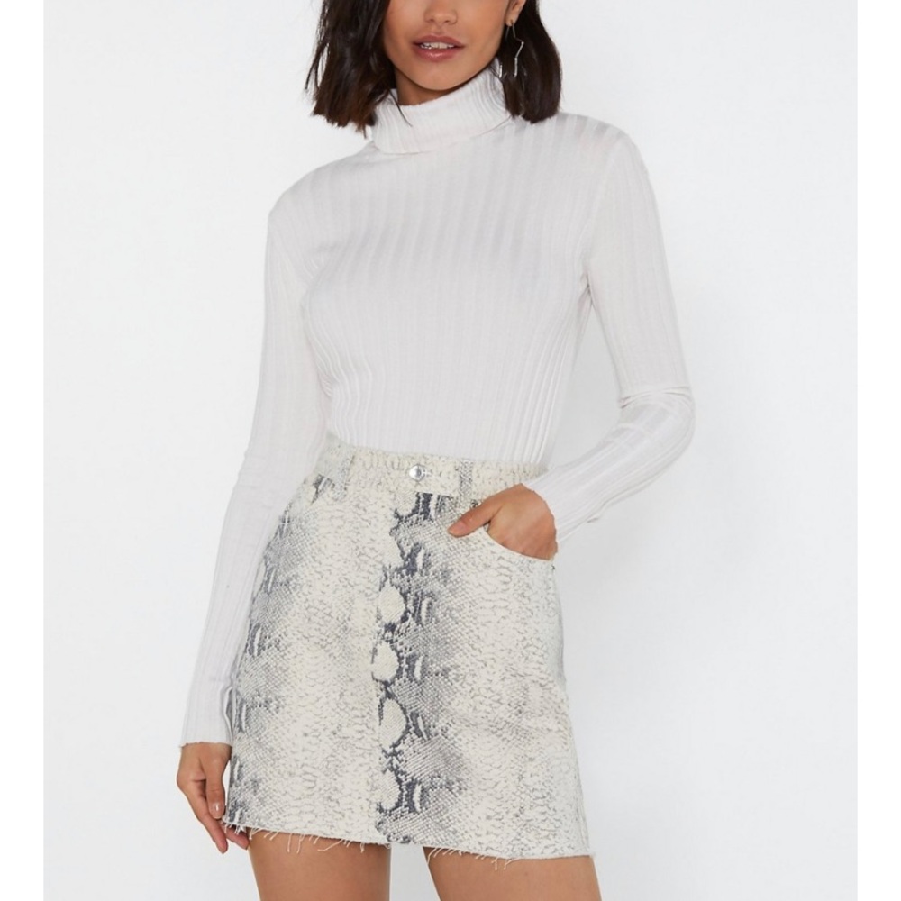 Snake Denim Mini Skirt. New with tags!